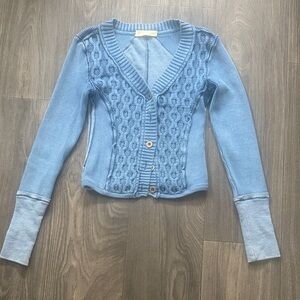 We The Free Snapshot Cable Cardi Blue XS